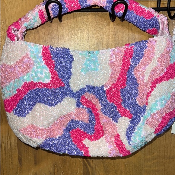 🩷💜🩵 ✨GORGEOUS PINK, PURPLE & BLUE Beaded Shoulder Bag!!! ✨ - Picture 5 of 6